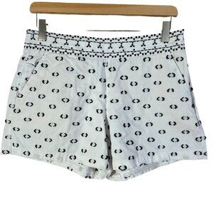 Anthropologie Hei Hei White Black Embroidered Dots Cotton Shorts Size 6